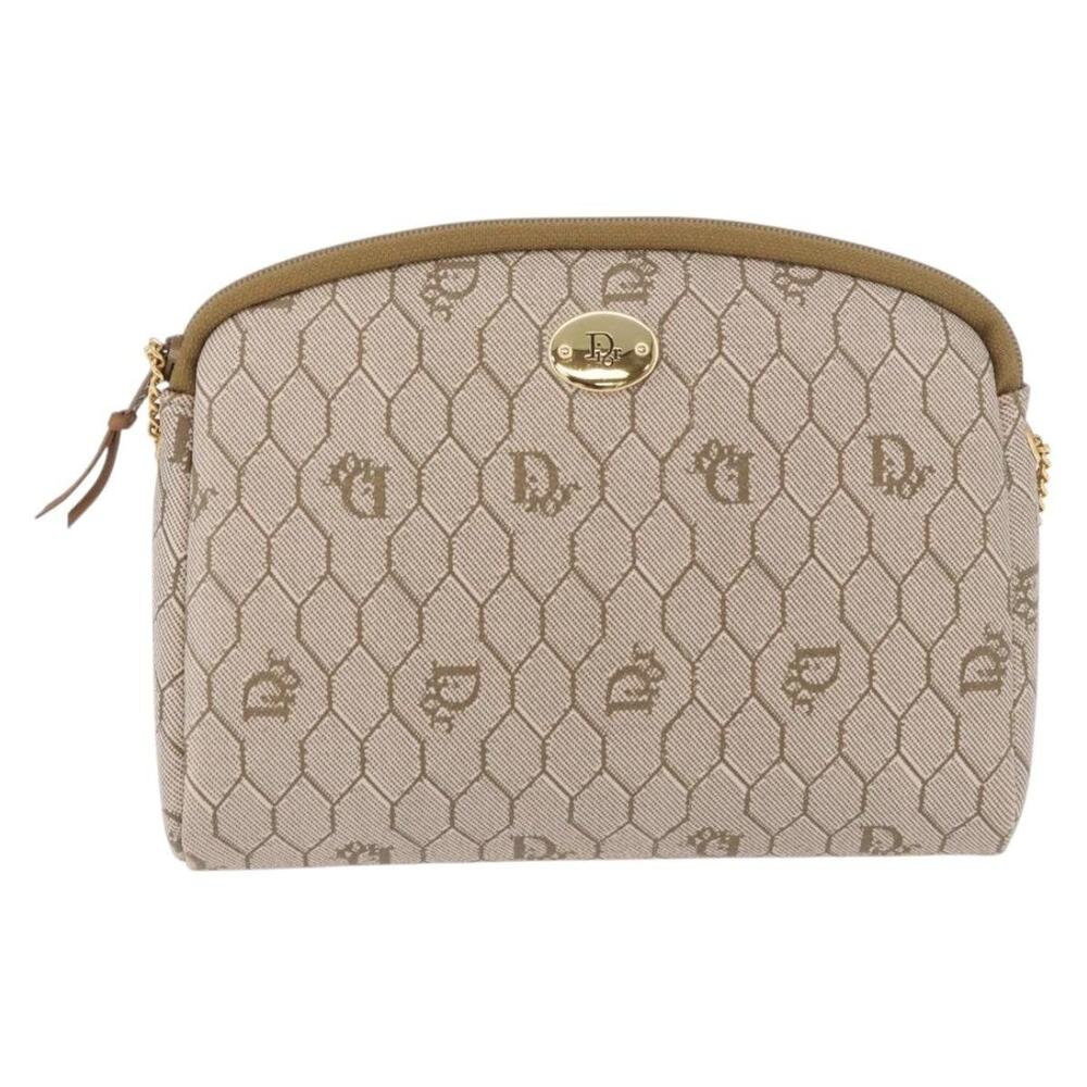 Dior Honeycomb Canvas Chain Shoulder Bag Beige